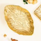 Statement Leaf Embossed Large Table Decorative Tray Nestasia