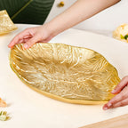 Statement Leaf Embossed Large Table Decorative Tray Nestasia