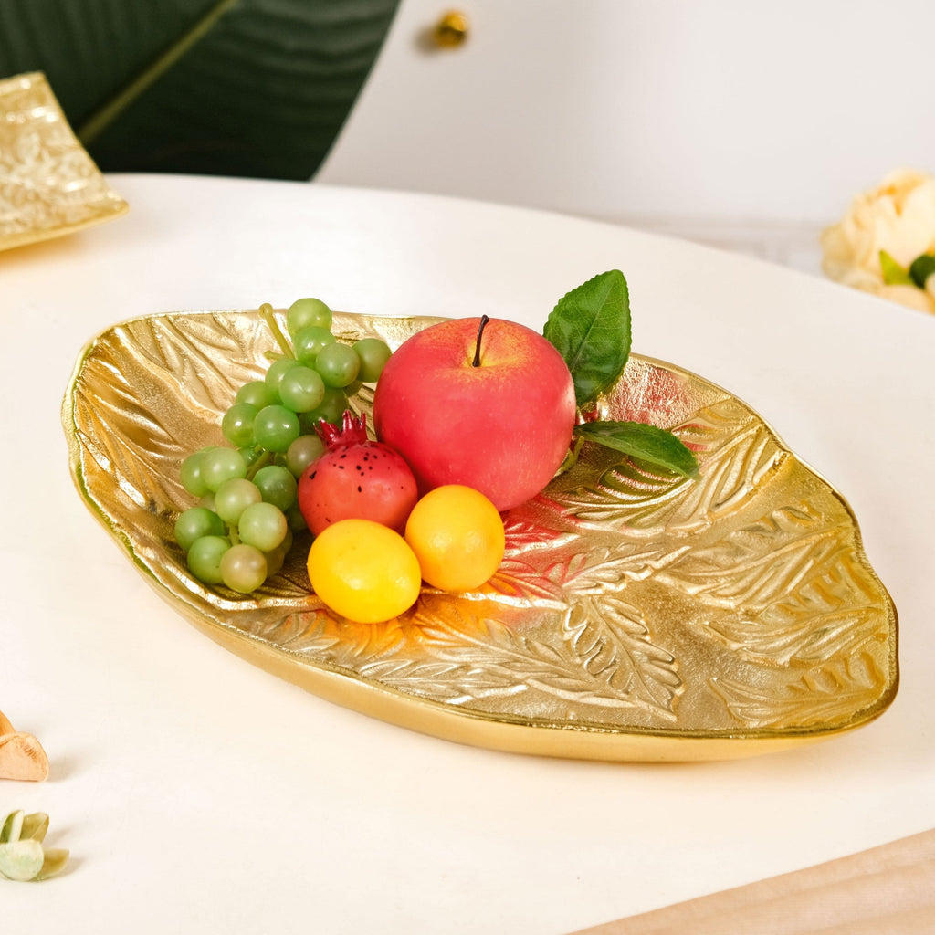 Statement Leaf Embossed Large Table Decorative Tray Nestasia