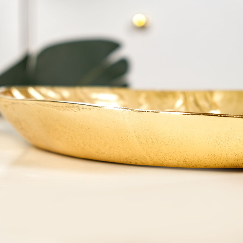 Statement Leaf Embossed Large Table Decorative Tray Nestasia