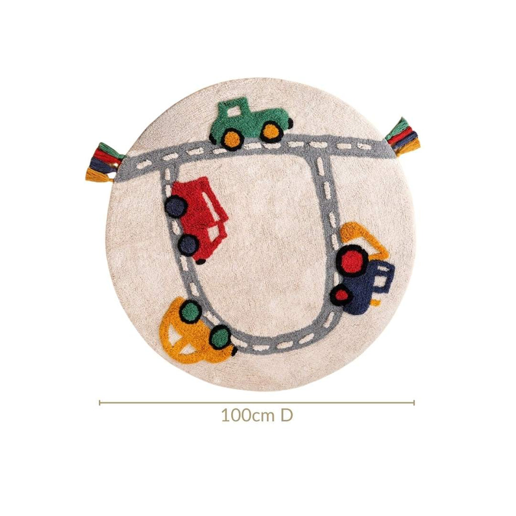 Street Cars Soft Cotton Kids Rug 100cm Nestasia