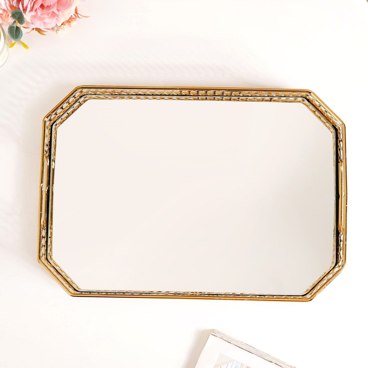 Luxurious Large Decorative Metal Tray Nestasia