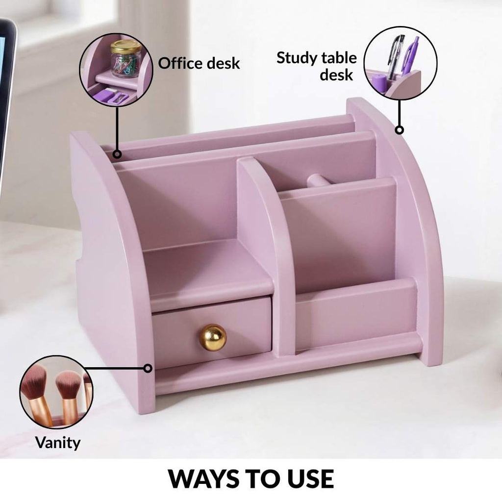 Desk Organiser With Drawer Soft Lavender Nestasia