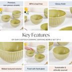 Costola Ceramic Serving Bowl Set Of 4 650ml Nestasia