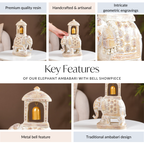 Decorated Elephant With Gold Bell Showpiece White Nestasia
