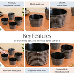 Kuro Ceramic Serving Bowl Set Of 6 600ml Nestasia