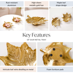 Maple Leaf Decorative Metal Tray Set Of 2 Nestasia