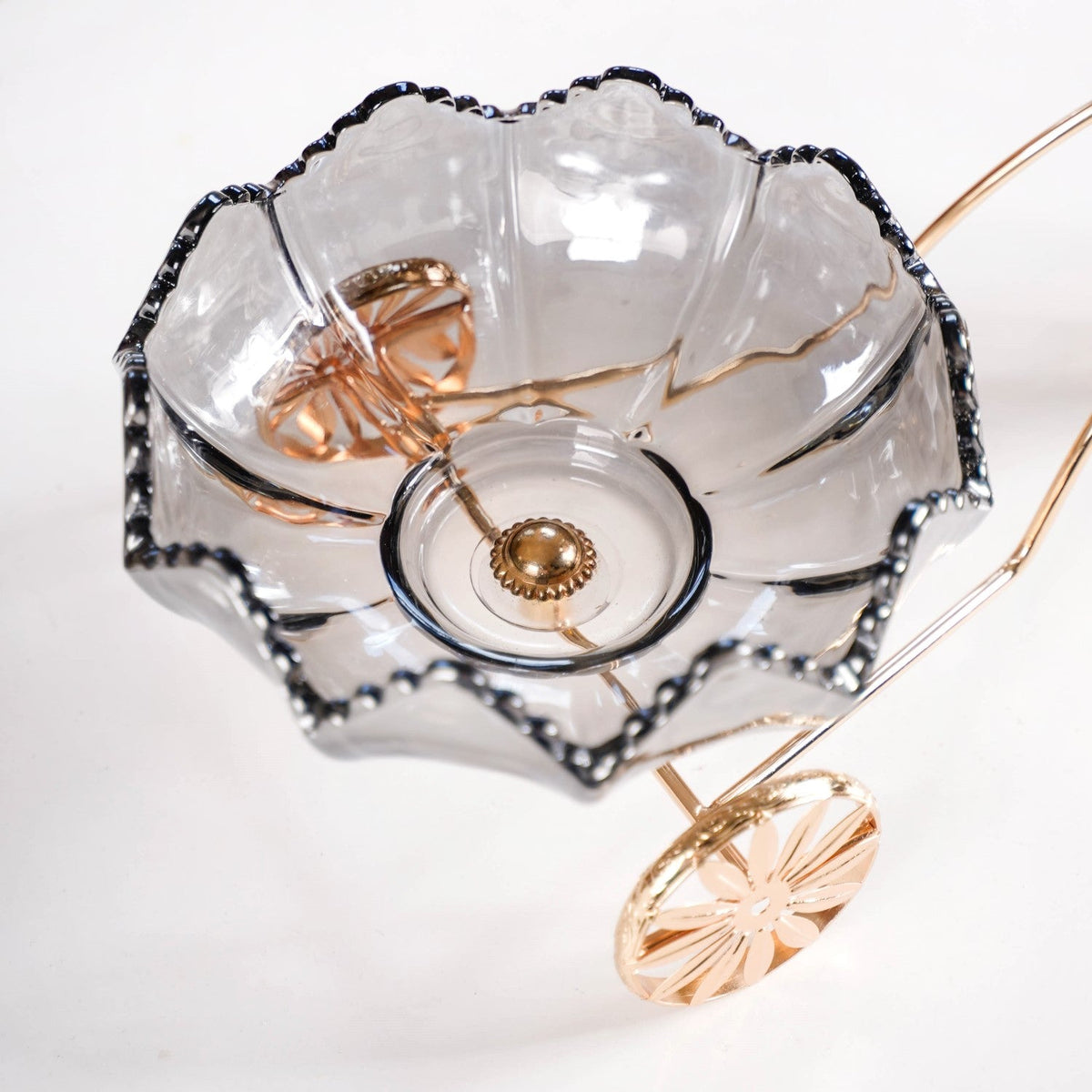 Metal Tricycle Stand With Decorative Glass Bowls Nestasia