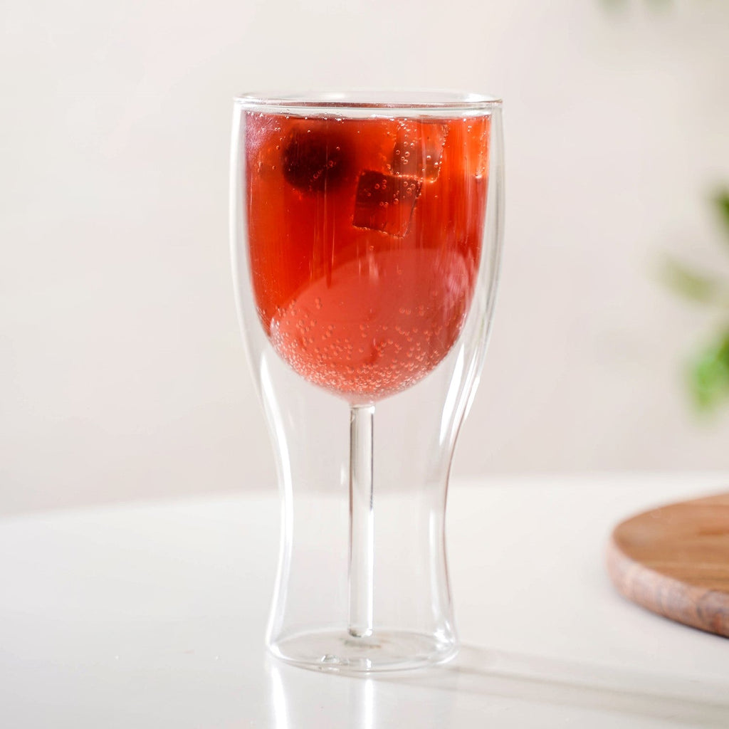 Set Of 2 Borosilicate Double Wall Wine Glasses 450ml Nestasia