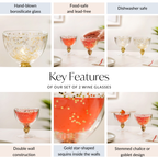 Set Of 2 Gold Confetti Filled Double Walled Wine Glass Goblet 250ml Nestasia