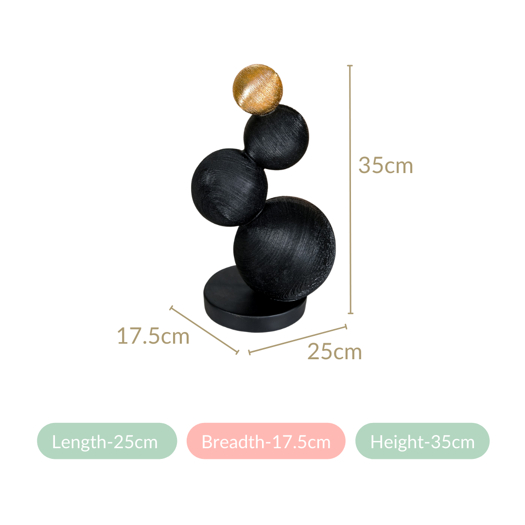 Stacked Modern Sphere Sculpture Black And Gold Nestasia