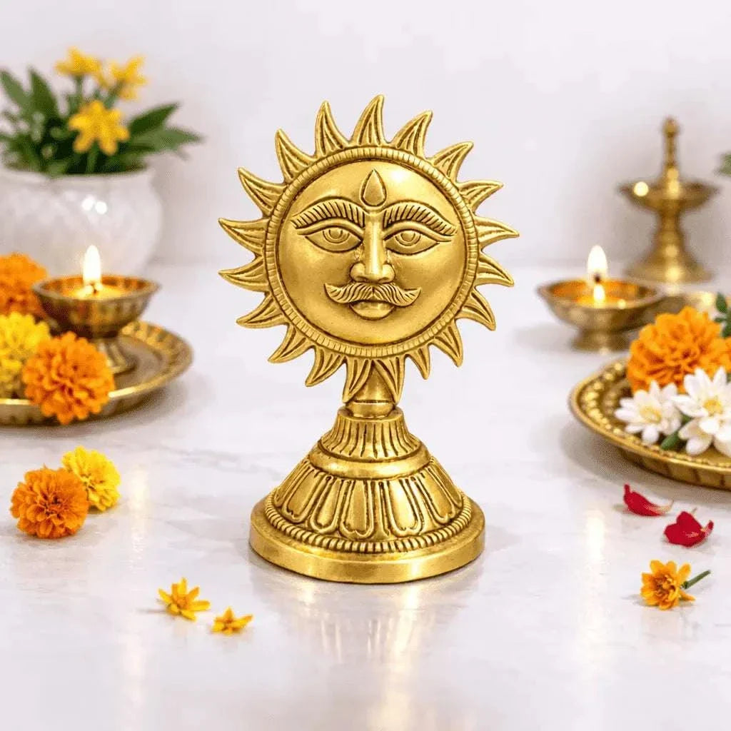Brass Sun Face With Stand (4.5 Inch) Vedansh Craft