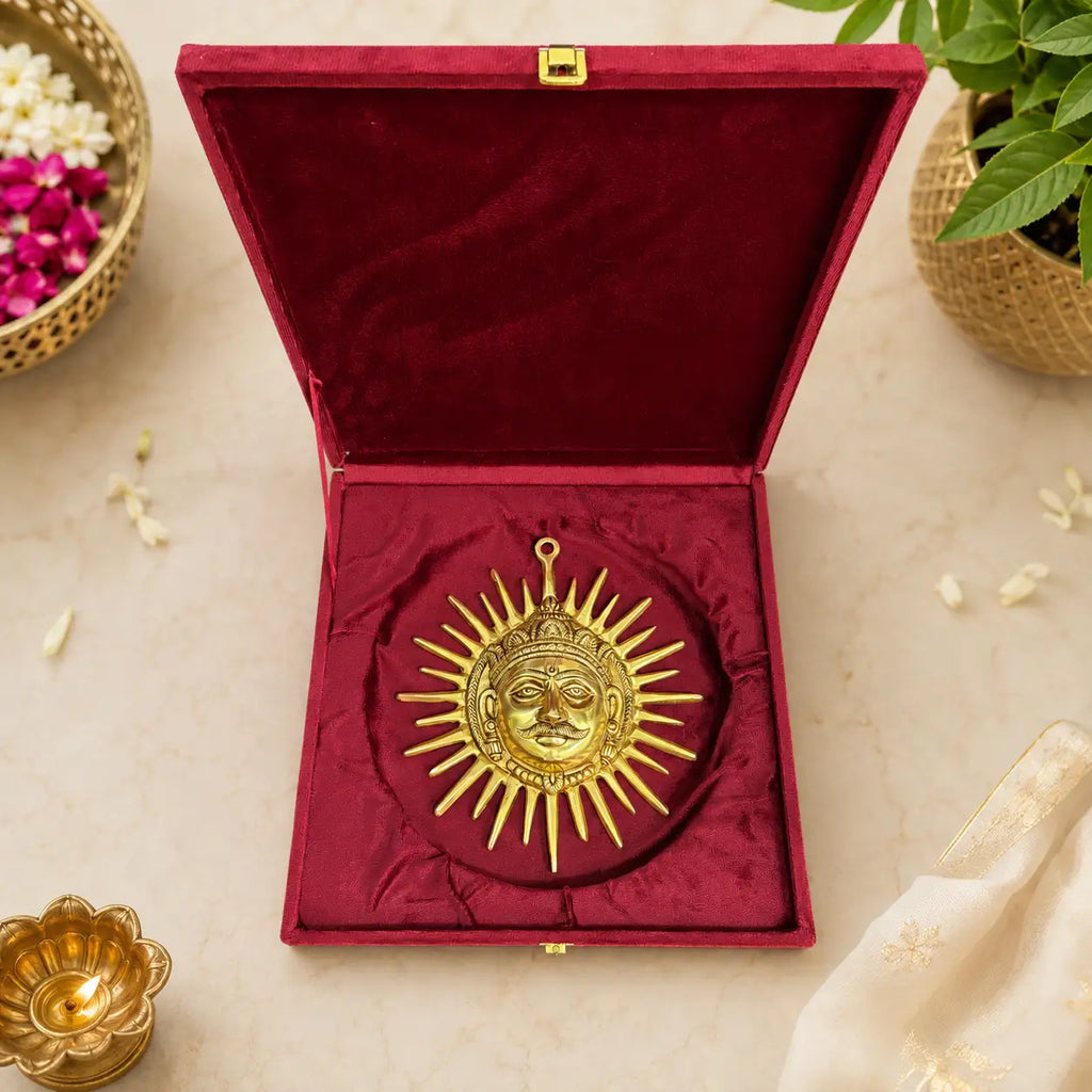 Brass Sun Face Wall Hanging (9 Inch) Vedansh Craft