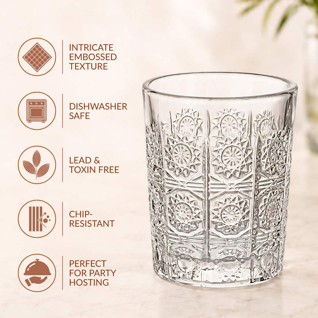 Sunburst Embossed Shot Glass Set Of 12 55ml Nestasia