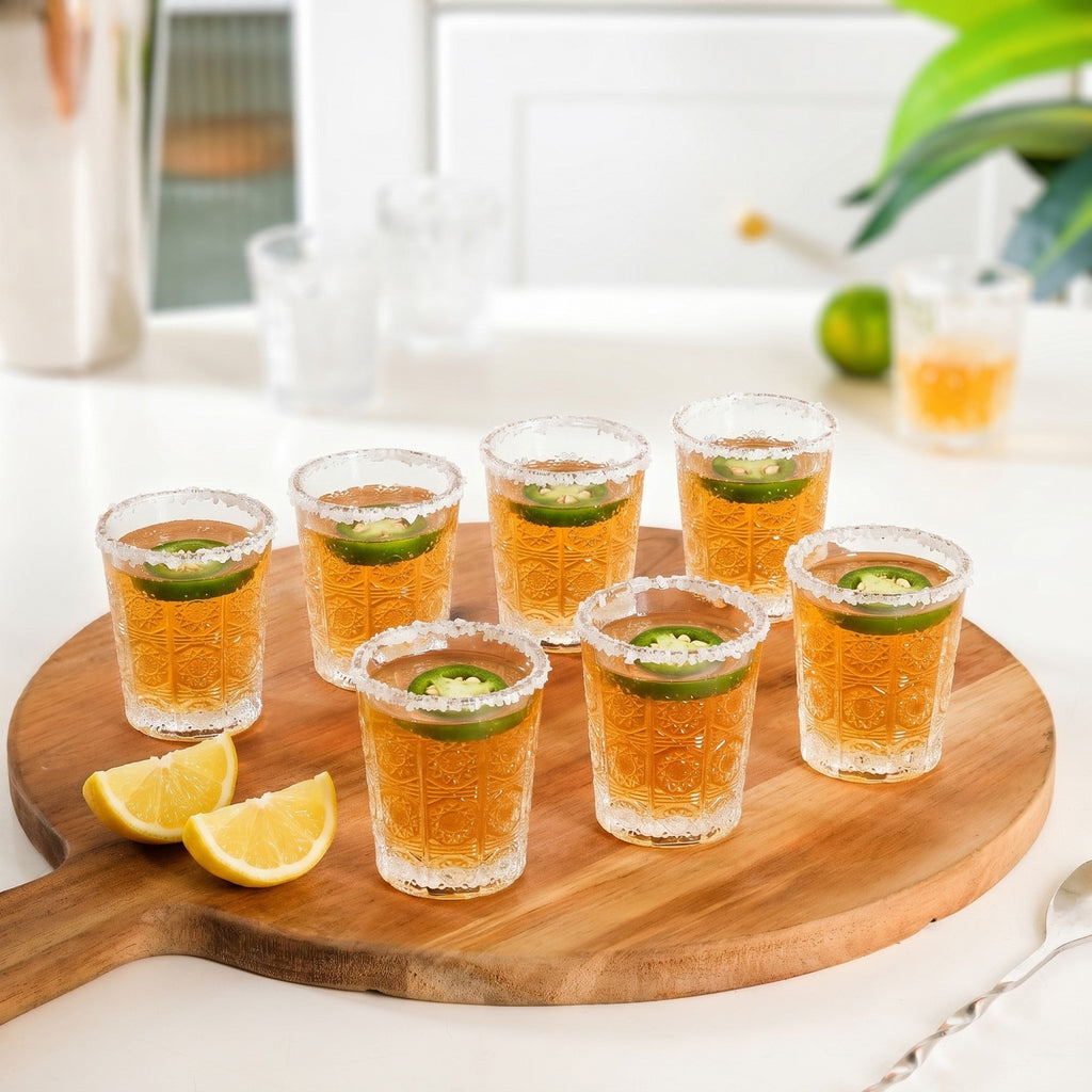 Sunburst Embossed Shot Glass Set Of 12 55ml Nestasia