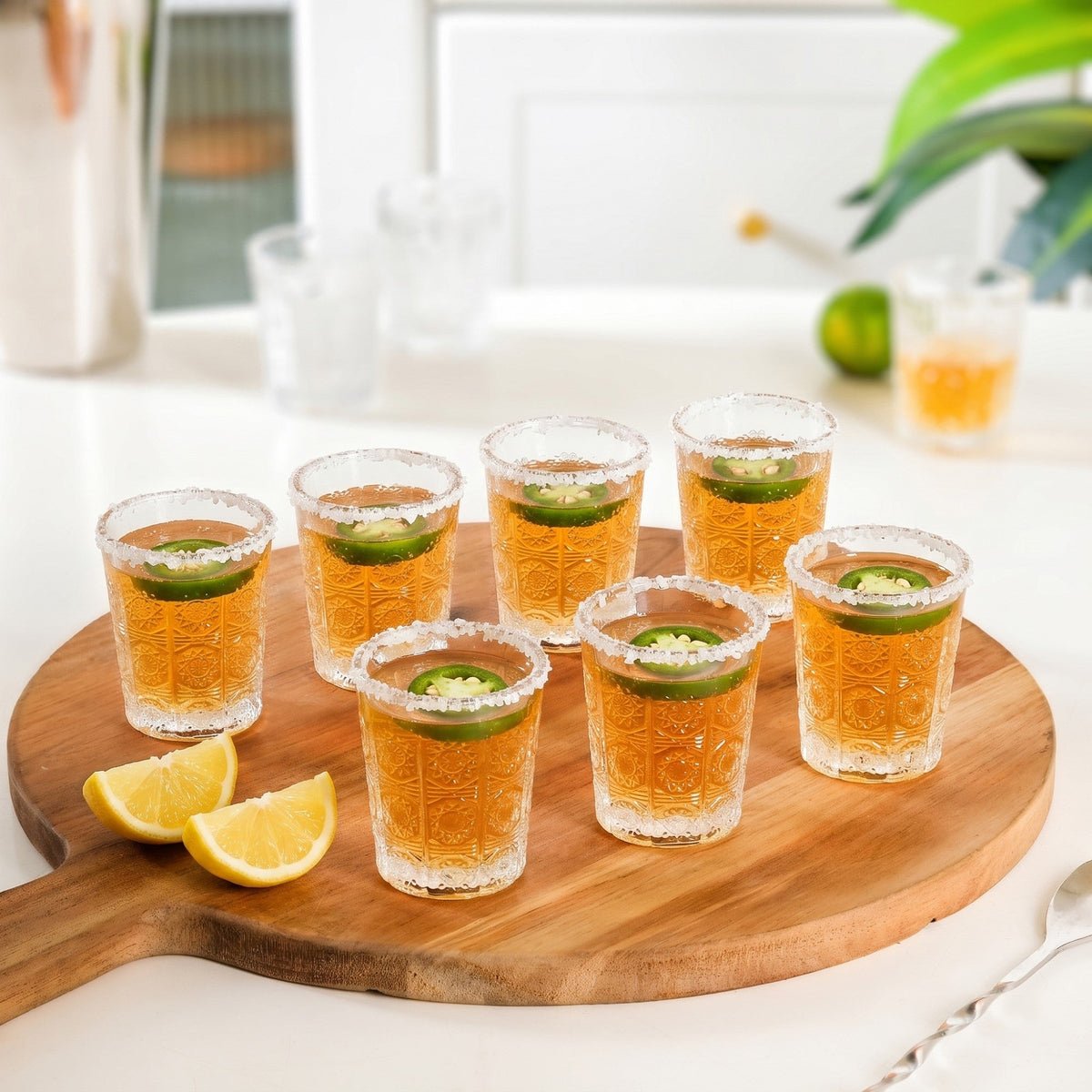 Sunburst Embossed Shot Glass Set Of 12 55ml Nestasia