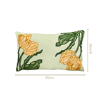 Sunlit Tulip Embroidered Cotton Cushion 50x30cm Nestasia