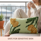 Sunlit Tulip Embroidered Cotton Cushion 50x30cm Nestasia