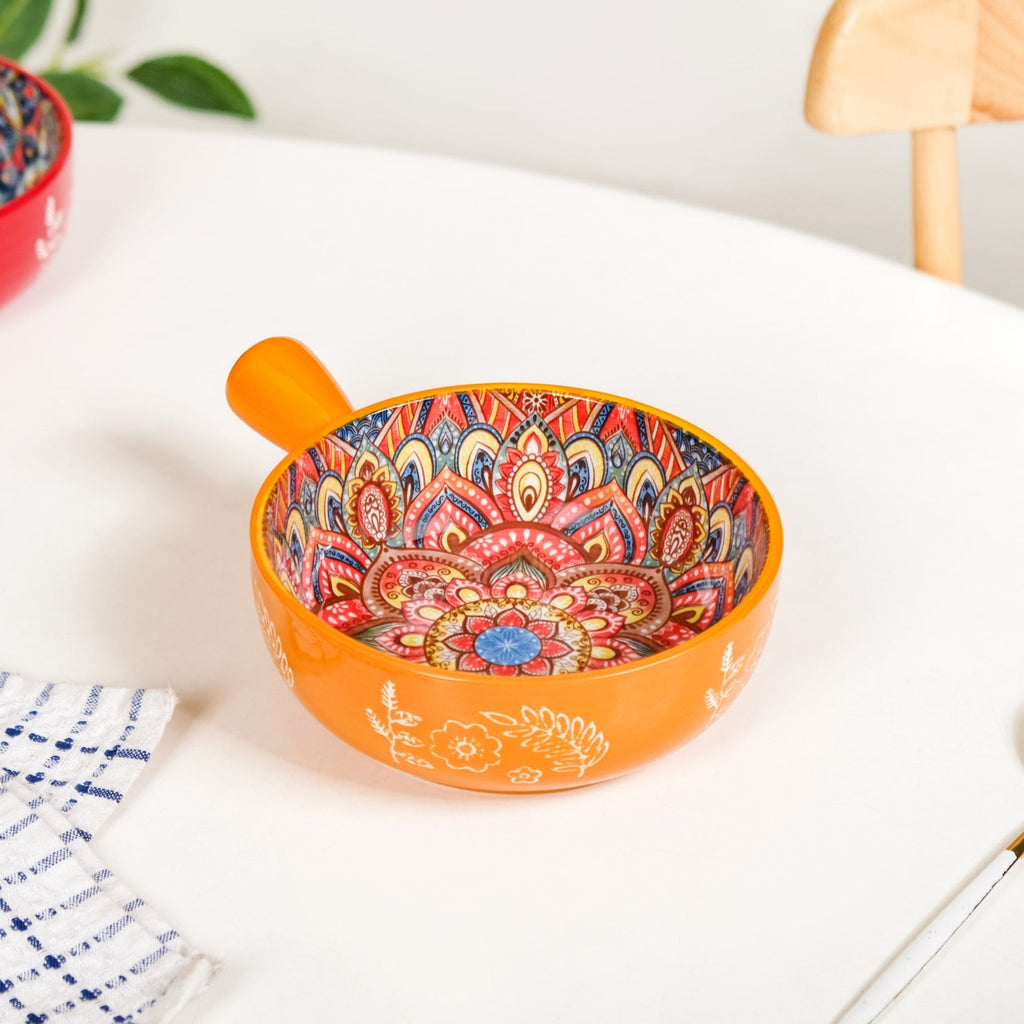 Mandala Melange Bowl With Handle Yellow 600ml Nestasia