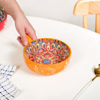 Mandala Melange Bowl With Handle Yellow 600ml Nestasia