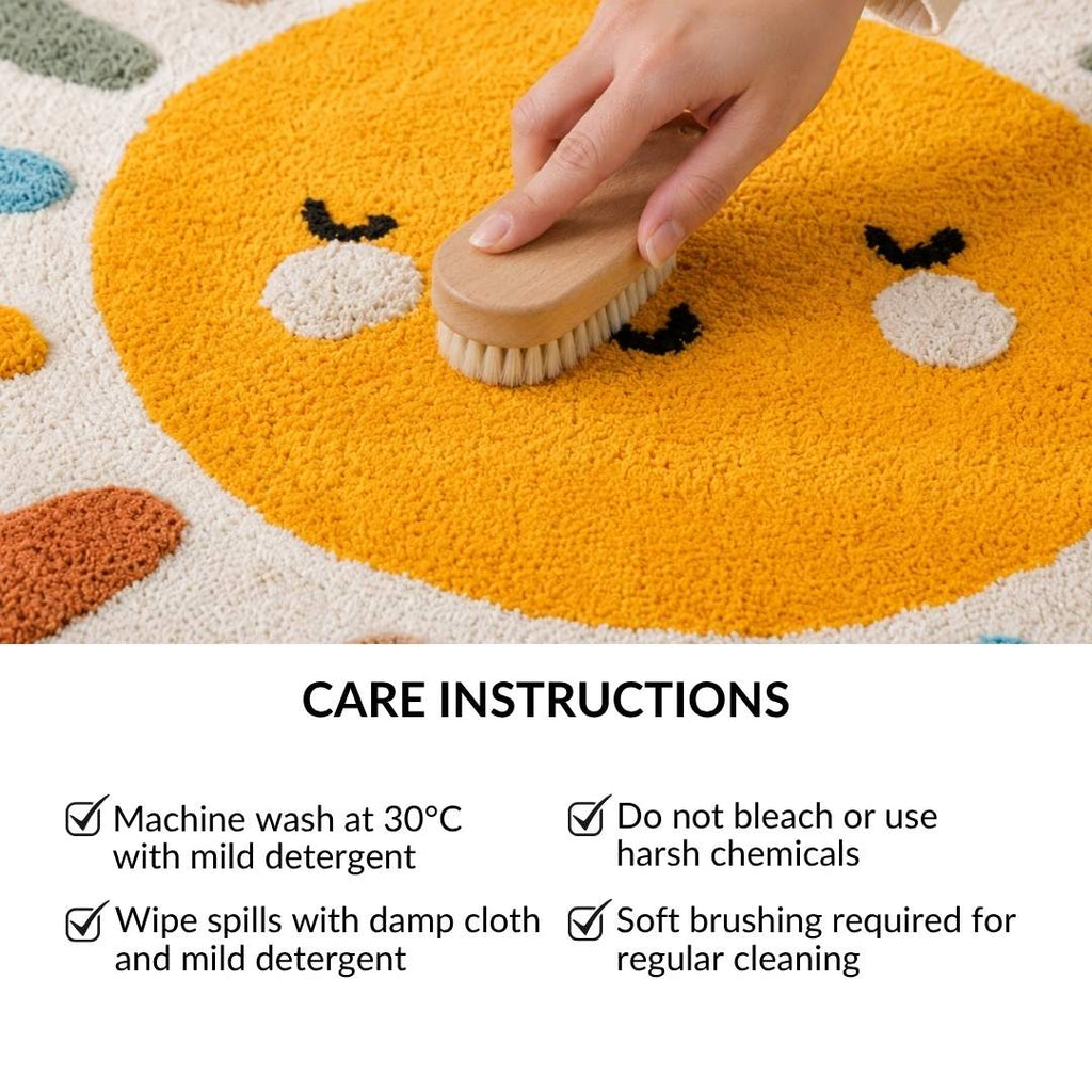 Sunshine Smile Natural Cotton Kids Rug 100cm Nestasia
