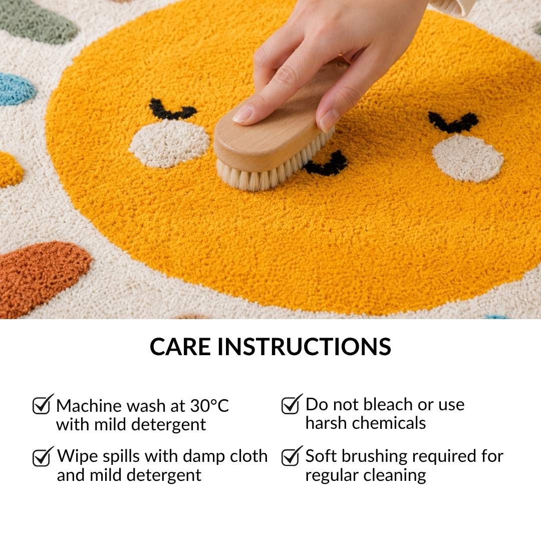Sunshine Smile Natural Cotton Kids Rug 100cm Nestasia