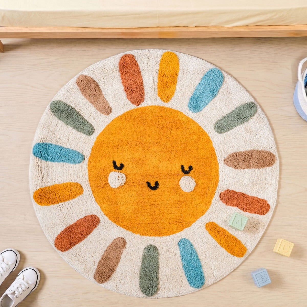 Sunshine Smile Natural Cotton Kids Rug 100cm Nestasia