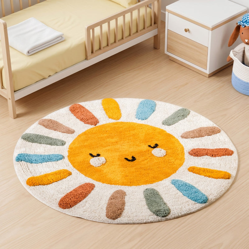 Sunshine Smile Natural Cotton Kids Rug 100cm Nestasia