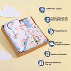 Rainbow Toddler Gift Hamper With Swaddle Towel Napkin Rattle Set Of 6 Nestasia
