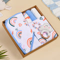 Rainbow Toddler Gift Hamper With Swaddle Towel Napkin Rattle Set Of 6 Nestasia