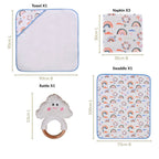 Rainbow Toddler Gift Hamper With Swaddle Towel Napkin Rattle Set Of 6 Nestasia