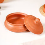 Set Of 2 Engraved Terracotta Serving Bowls With Lid 1400ml Nestasia