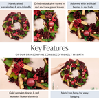 Crimson Pine Cones Ecofriendly Wreath Nestasia