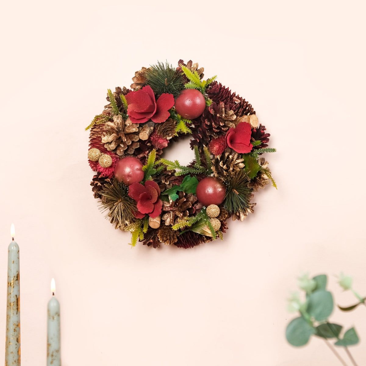 Scarlet Winter Wreath For Seasonal Wall Decor Nestasia