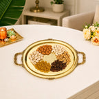 Brass Handcrafted Tray / Platter with Handle Vedansh Craft