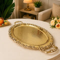 Brass Handcrafted Tray / Platter with Handle Vedansh Craft