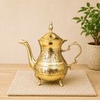 Brass Leaf Design Mughlai Tea Pot with Lid Vedansh Craft