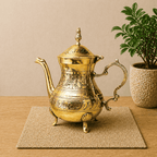 Brass Leaf Design Mughlai Tea Pot with Lid Vedansh Craft