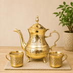 Brass Leaf Design Mughlai Tea Pot with Lid Vedansh Craft