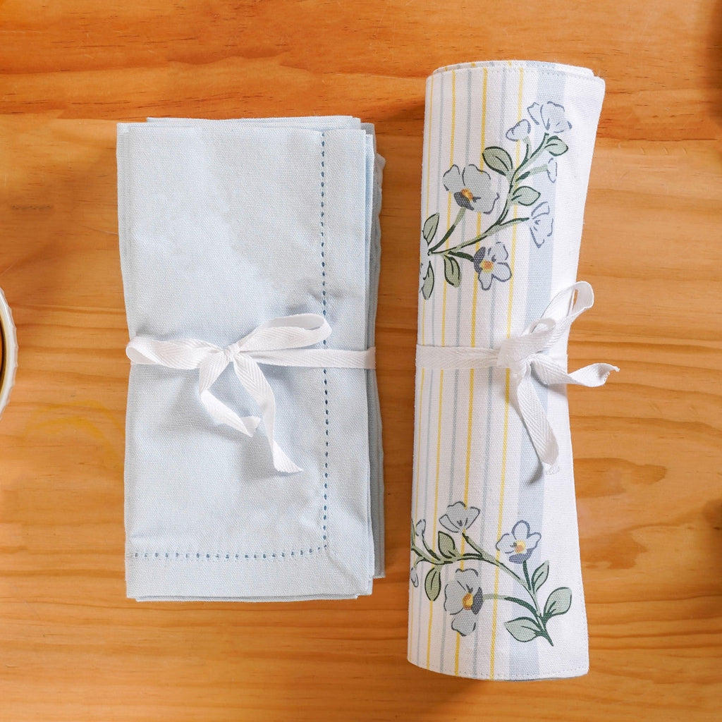 Azzurro Printed Cotton Mat And Napkin Set Of 12 Nestasia