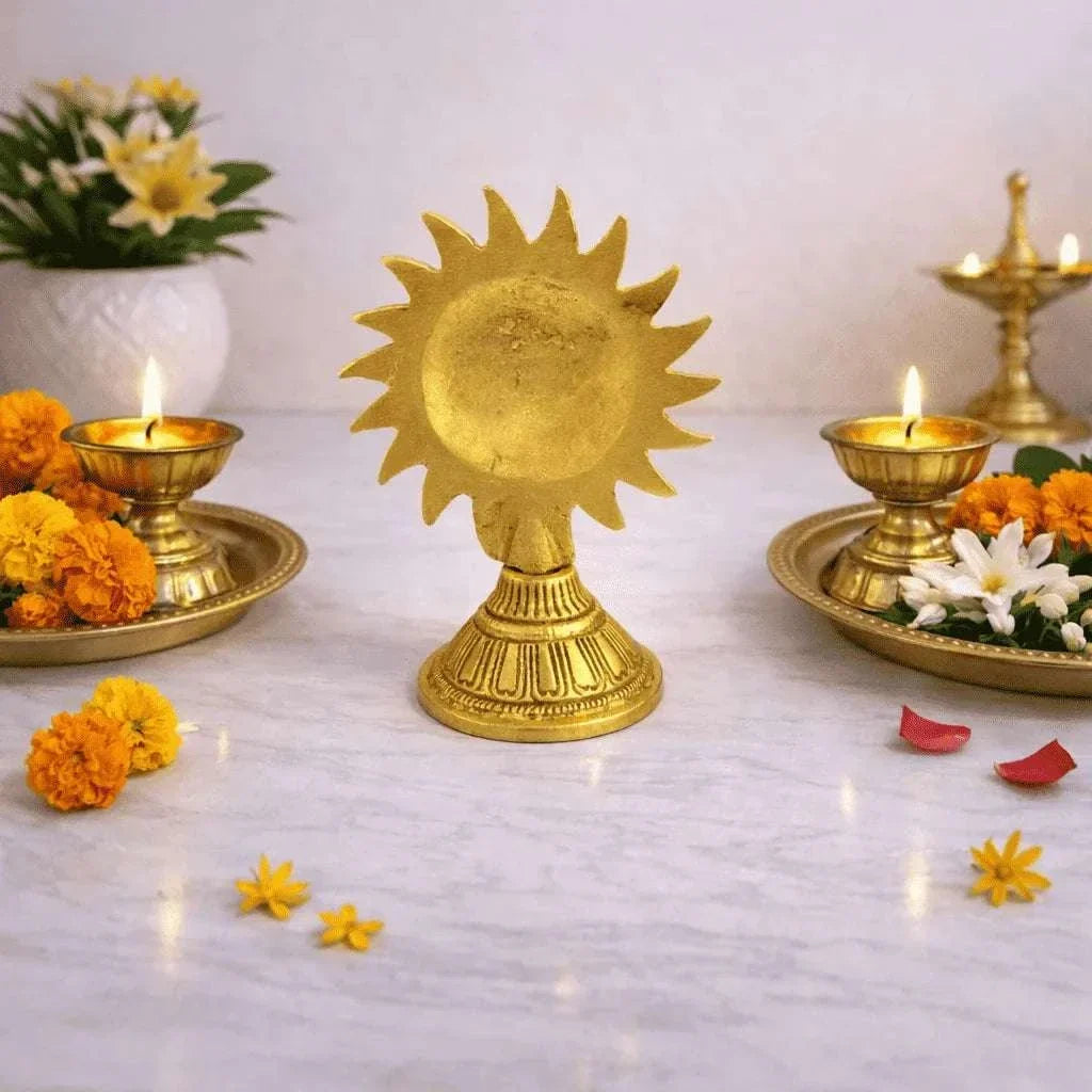 Brass Sun Face With Stand (4.5 Inch) Vedansh Craft