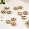 Decorative Tea Light Holder Gold Metal Reusable Set Of 11 Nestasia