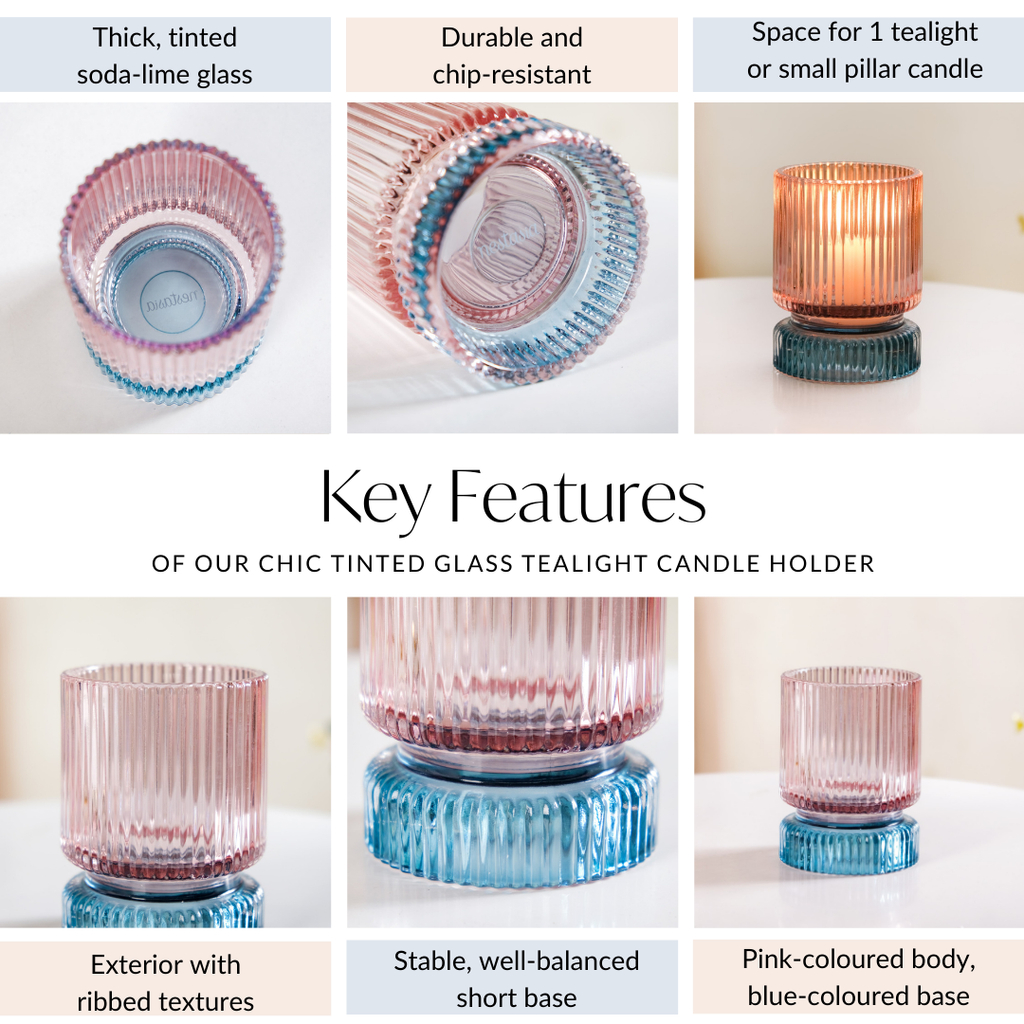 Chic Tinted Glass Tealight Candle Holder Nestasia