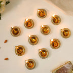 Decorative Tea Light Holder Gold Metal Reusable Set Of 11 Nestasia