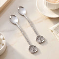 Silver Rose Brass Tea Spoon Gift Set Of 2 Nestasia