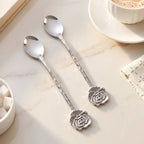Silver Rose Brass Tea Spoon Gift Set Of 2 Nestasia