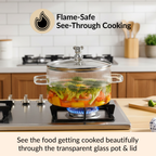Bear Lid Borosilicate Glass Cooking Pot 1600ml Nestasia