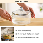 Bear Lid Borosilicate Glass Cooking Pot 1600ml Nestasia