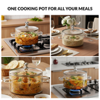 Bear Lid Borosilicate Glass Cooking Pot 1600ml Nestasia