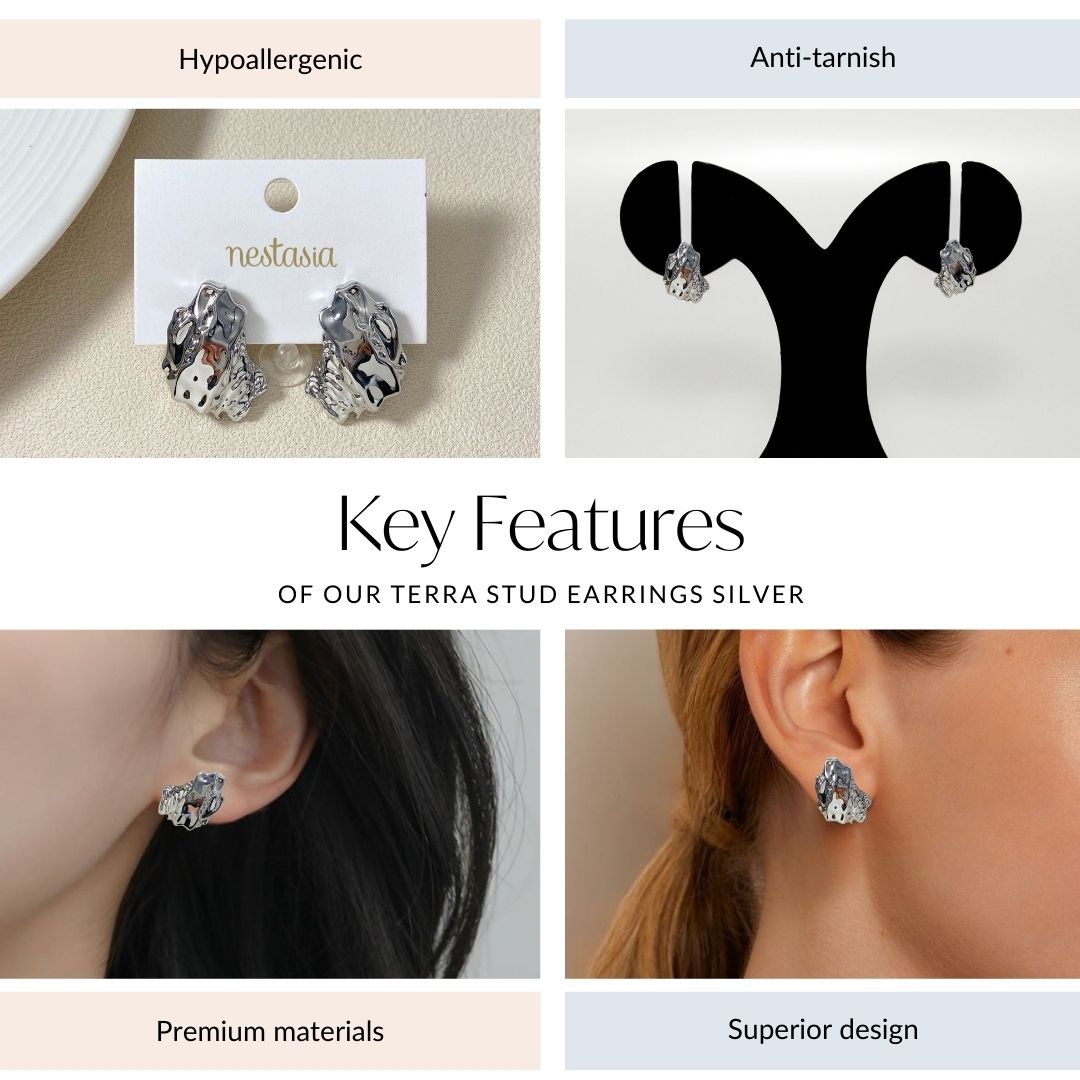 Terra Stud Earrings Silver Nestasia